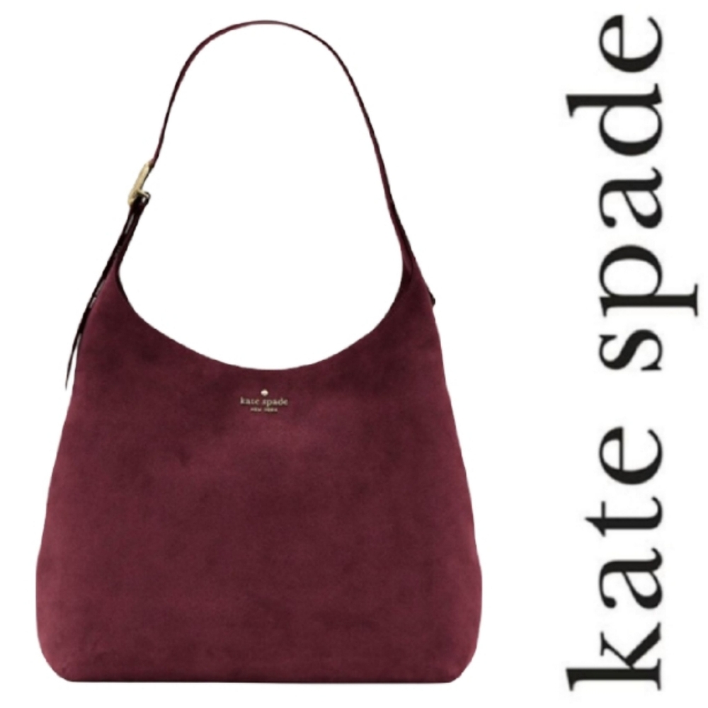Kate Spade Large Suede 454 Shoulder Bag In Merlot
